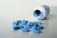 Pochette médicaments 'Mes p'tites pilules' bleu - 22x145x7 cm